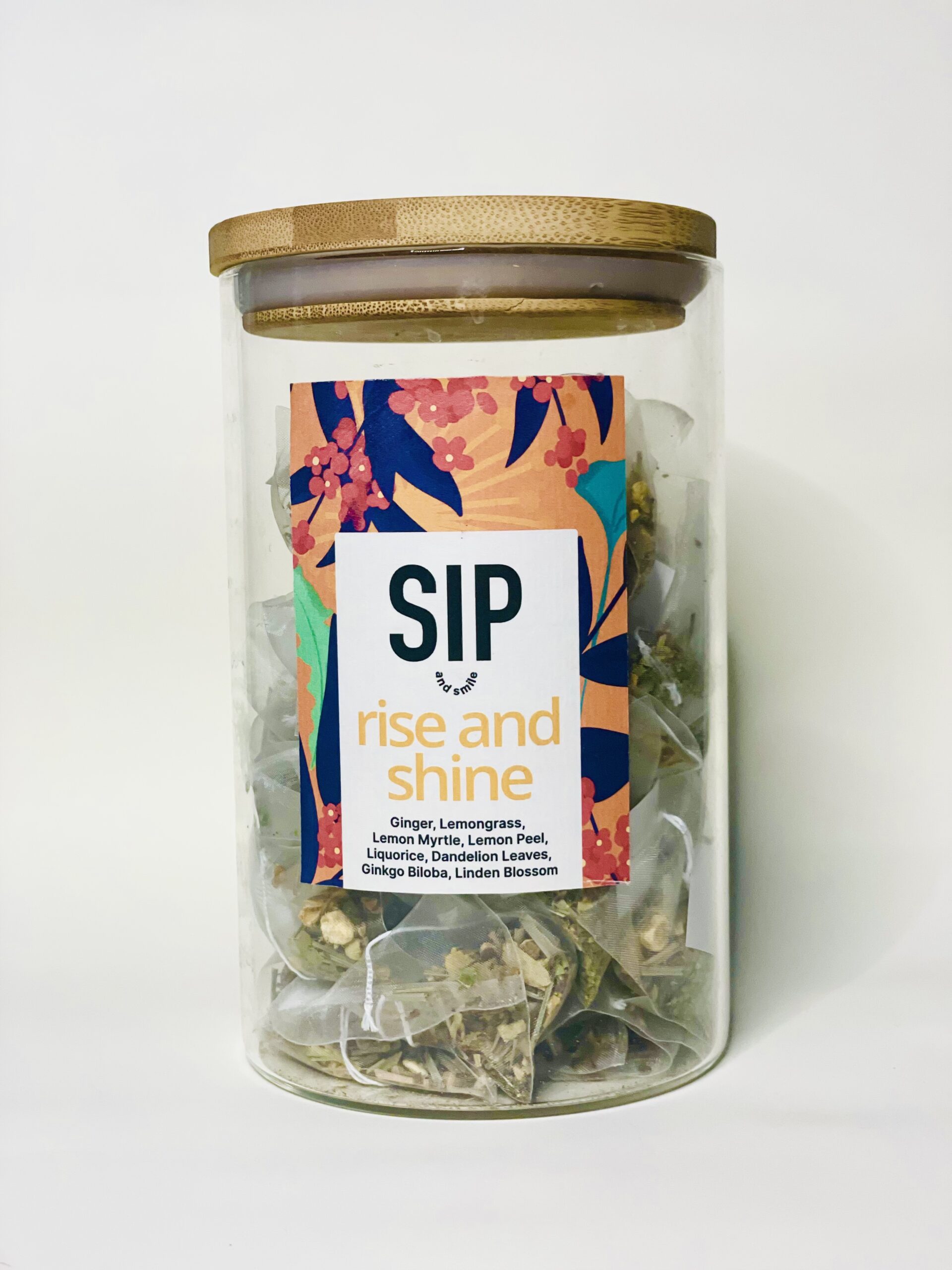 Rise and Shine Glass Jar with 30 or 45 tea bags